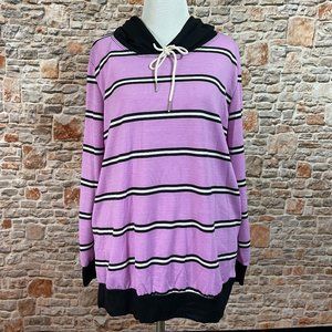 NWT Lavender Stripe Pullover Hoodie With Pockets Small